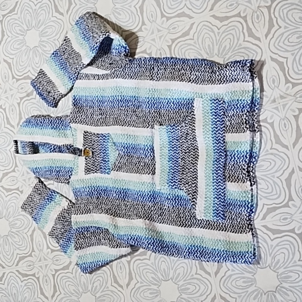 Winter Hoodie Sweater Blue Gray Surf Beach life long sleeve Top b62